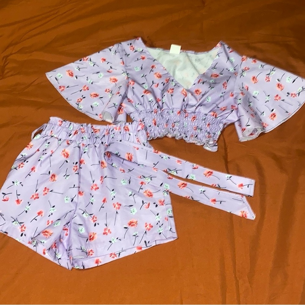 2pc Toddler Outfit Crop Top and Shorts